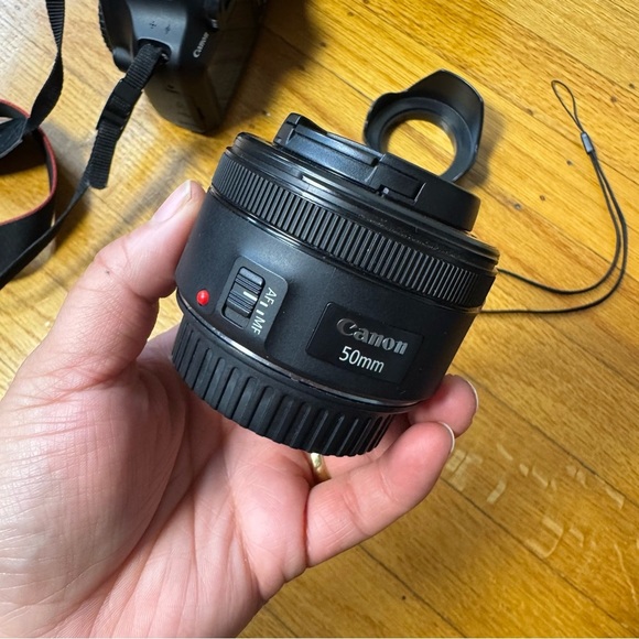 Cannon T5 Rebel DSLR with 55mm Fixed Lens, Accessories, Case, Batteries - Picture 5 of 13